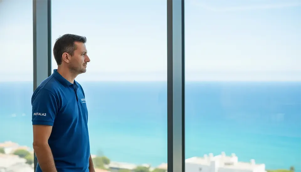 Antonio Viladoms mirando por su ventana hacia el horizonte